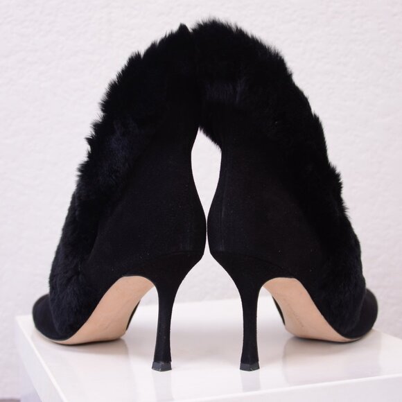 Manolo Blahnik NESTANU M Black Suede 38.5 Made in Italy Camoscio Nero - Picture 6 of 11